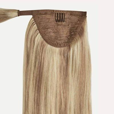 China Straight Brazilian Remy Hair Wrap Around Seamless Drawstring Ponytail Hair Extensions Clip In Ponytail for sale