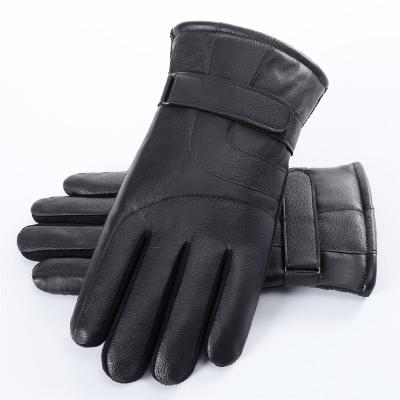 China Windproof Windproof Thicken Touch Screen Gloves Winter Faux Warm PU Leather Gloves for sale