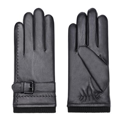 China Fashion New Windproof / Fashionable Synthetic Leather Pu Gloves Male Full Finger Winter Gloves for sale