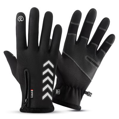 China Lightweight Fleece Scratching Cold Touch Screen Bicycle Gloves Heat Windproof for sale