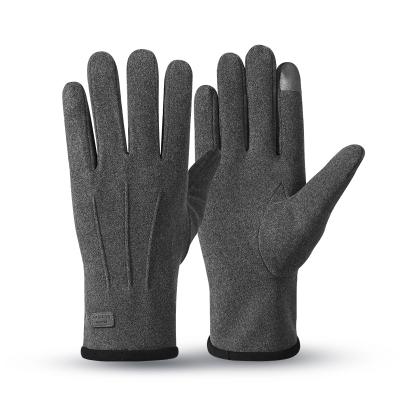 China Cheap Touch Screen Plush Striping Warm Knitted Fabric Touch Screen Motor Drive Gloves Winter For Men for sale