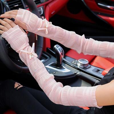 China Fashion Lady Summer Ice Silk Breathable Sunscreen Long Sleeve Arm Cover Gloves for sale