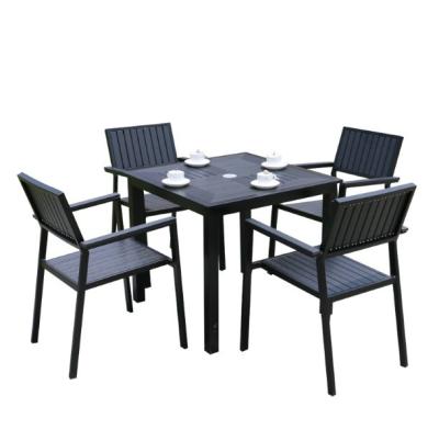 China Hot Sales Aluminium PE Rattan chairs Leisure Outdoor Garden Backyard Polywood table and chair furniture for sale