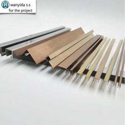 China Modern Hairline U T L Trim 304 Stainless Steel Color Mirror Profile For Glass Tiles Decoration for sale