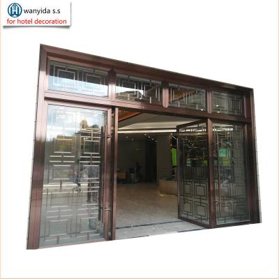 China Modern stainless steel frame decoration villa hotel door luxury hotel entrance floor spring glass door for sale