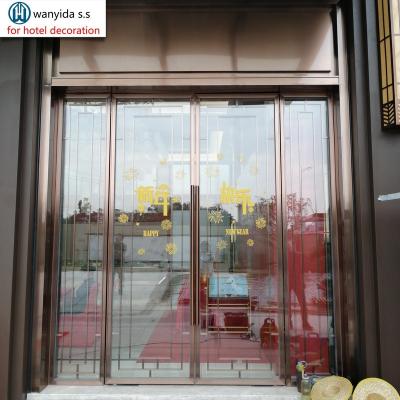 China Modern Stainless Steel Frame Hotel Door Luxury Hotel Entrance Floor Spring Glass Door for sale