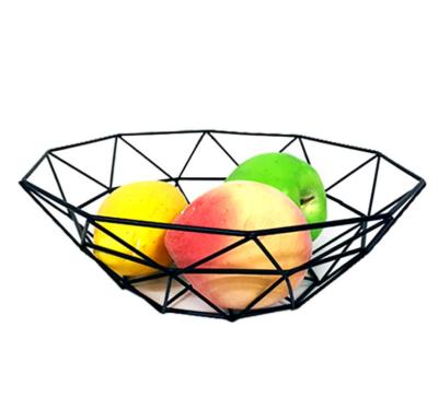 China Fashion Geometry Wire Locker Metal Fruit Bowl Storage Metal Vegetable Wire Basket Tidy/Storage For Living Room for sale