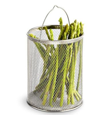 China Chef Basket French Fry Steel Asparagus Basket Pasta Blanch Sieve Tidying/Storage Fryer Basket Colander for sale