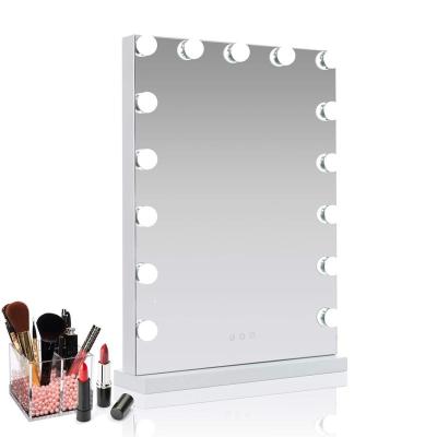 China Hd Mirror/Large Size Makeup Dressing Table Mirror Lights Hollywood Mirror With Adjustable LED Bulbs Touch Switch Light Smart Mirror for sale