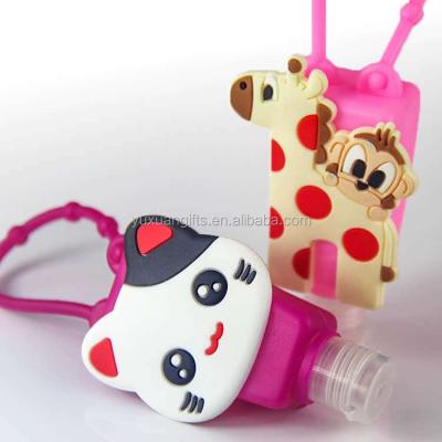 China Rubber Hand Sanitizer Europe Cartoon Holder Stand Holder Hand Sanitizer Gel Bottle Silicone Chain Holder for sale