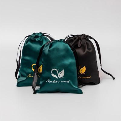 China Custom Logo Large Mini Lingerie Wig Drawstring Soft Satin Bag Silk Pouch for Shoes for sale