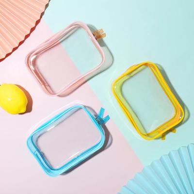 China Fashion Multi Color Transparent Cosmetic Bag Custom Size Toiletry Bag Plastic Bag for sale