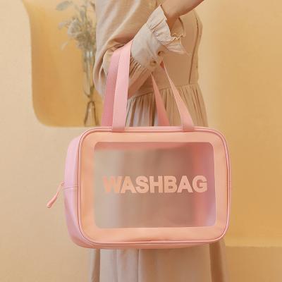 China Lady Custom Logo PVC Cosmetic Kit Zipper Skin Care Makeup Travel Bath Wash Bag Clear Bag for sale