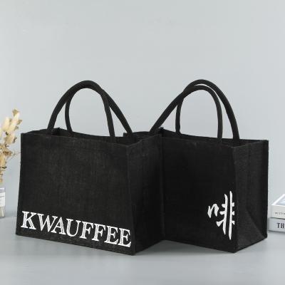 China Tote Eco Customer Friendly Custom Logo Black Multi-colors Burlap Burlap Burlap Shopping Tote Bag for sale