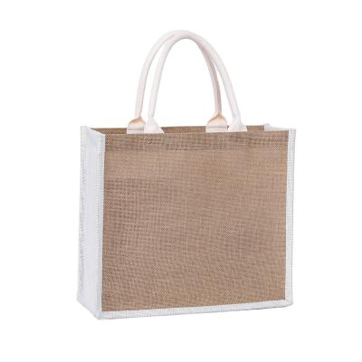 China Eco Friendly Custom Logo Jute Burlap Waterproof Shopping Tote Bag for sale