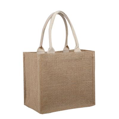 China Custom Friendly Simple Waterproof Hessian Jute Tote Eco Logo Promotional Shopping Tote Bag for sale