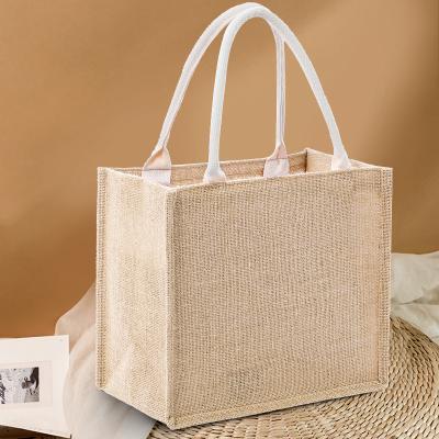 China Custom Logo Tote Eco Large Customer Friendly Burlap Hessian Shopping Grocery Gift Tote Bag Sturdy Tote Bag for sale