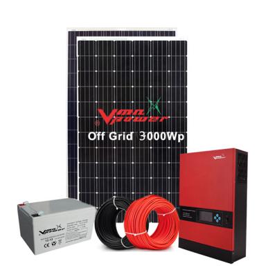 China Vmaxpower 3KW 24V Home Solar Hybrid System Or On Grid To Mount Rooftop Solar Panels A Grade And MPPT Controller Solar System for sale