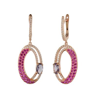 China TRENDY Fashion Sterling Silver Ruby and Amethyst Earring Women for sale