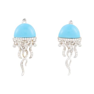 China Wholesale Casual/Sporty Jewelry For Women Earrings Trendy Style Blue Turquoise Earring Sterling Silver Jewelry for sale