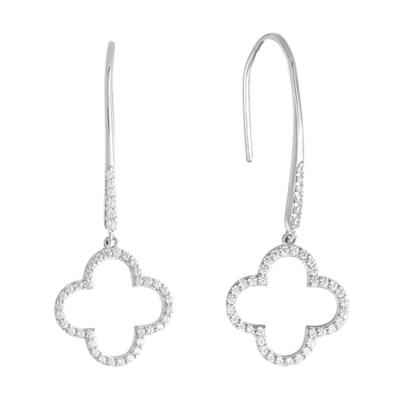 China TRENDY Hot Selling Silver 925 Fashion Four Leaf Clover Hook Earring Jewelry With White Zircon for sale