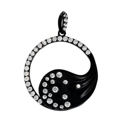 China Factory Price FASHIONABLE Black Plating Jewelry Charms Pendants Zirconia Round Wedding Party Pendant for sale