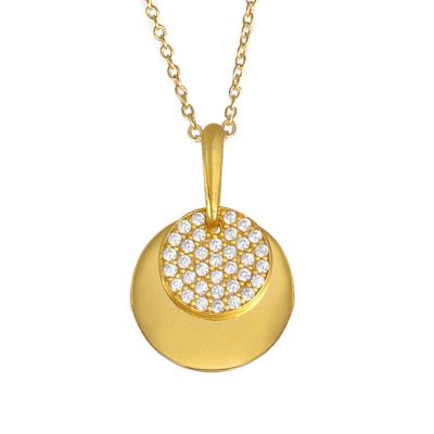 China FASHIONABLE Cheap Yellow Gold Plating Circle Pendant Zircon Charm White Pendants For Girls for sale