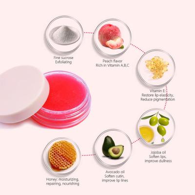 China Waterproof Exfoliate Brighten Lipscrub Private Label Lip Care Moisturizer Organic Sugar Lip Scrub Strawberry Orange Pink for sale