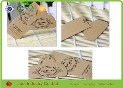 China 300Gsm 26 X 30 Mm Custom Garment Hang Tags , Brown Kraft Paper Hang Tags For T - Shirt for sale