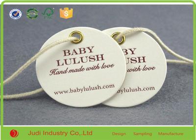 China Round White Custom Printed Hang Tags Hot Stamping Craft With Logo / String for sale