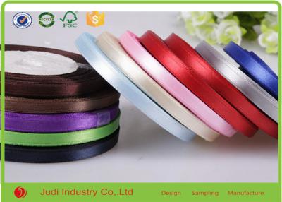 China Colorful Polyester Single Face Satin Ribbon High Color Fastness For Labels 200m / Roll for sale