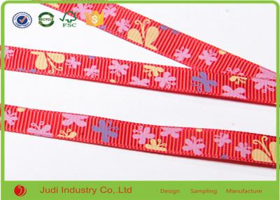 China Polyester Satin Grosgrain Ribbon , Silk Printing Single Sided Satin Ribbon for sale