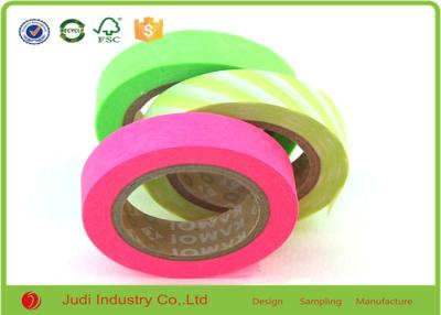 China Bright Neon Rainbow Decorative Washi Paper Masking Tape 6 Colors Printing / CMYK for sale