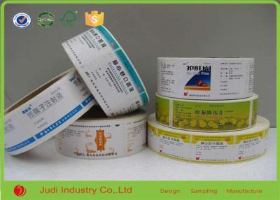 China 50 X 100 Mm White Sticker Paper , CMYK Printing Rectangle Label Sticker Paper for sale