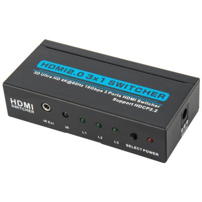 China Mini System 3D Ultra HD 4Kx2K@60Hz HDCP2.2 HDMI 3x1 Changer 18Gbps HDMI Changer for sale