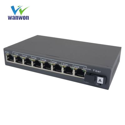 China 100meter for UTP ports; 0~120km for fiber 1000Mbps fiber ports 8port POE 10/100/1000Mbps 1port and 1port UTP 10/100/1000Mbps IEEE 802.3af/at poe switch for IP camera for sale