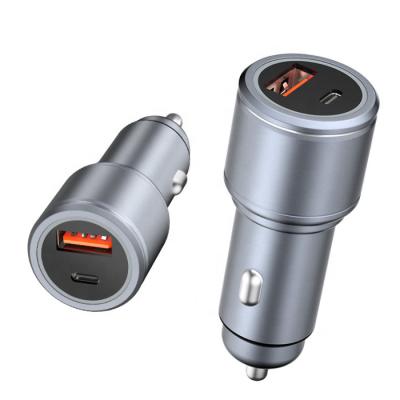 China Palladium + QC 3.0 Design Aluminum Alloy QC 3.0 Fast Charging USB C PD Car Charger Total 36W NEW for sale