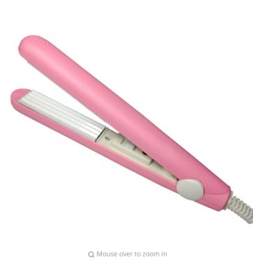 China Small Pink Wavy Iron Mini Hair Crimper Cordless Electric Flat Hair Straightener for sale