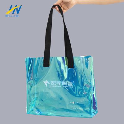 China PVC Tote Bag Holographic Logo Iridescent Women Wholesale Custom Purchase Holographic Logo Fashion Laser Shoulder Beach Rope Handle for sale