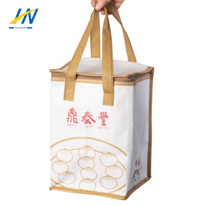 China Insulated Tote Handle Custom Cooling Reusable Aluminum Foil Collapsible Food Catering Portable Zipper Insulated Bag for sale