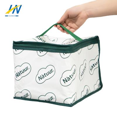 China Tote Printed Waterproof Zipper Nonwoven Fabric Food Insulated Cooler Bag With Handles for sale