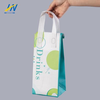 China Aluminum Foil Nonwoven Insulated Customized Durable Portable Collapsible Wine Handle Breastmilk Drinks Outdoor Tote Cooler Bag for sale