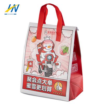 China New Design Waterproof Nonwoven Handle Durable Takeaway Food Bento Delivery Cooler Insulated Bag for sale