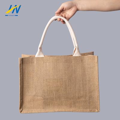 China Heavy Duty Rope Handle Netting Hessian Bangladash Canvas Lamination Customized Cross Body Bag Jute Jute Bag for sale