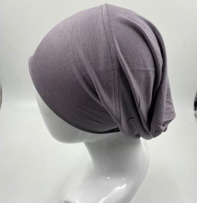 China Modest Big Border Muslim Islamic Ruched Elastic Cotton Tank Top Elastic Tie Back Underscarf Hijab Hats for sale