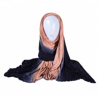 China Neckscarf& elegant brand quality cotton fabric three-tone hijab dubai scarf scarf shawl for sale