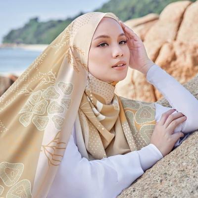 China Satin Silk Premium Tudung Textured Matte Satin Shawl Scarf Malaysia Silk Shawl Scarves. for sale