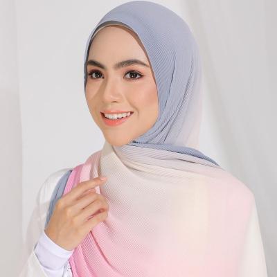 China Gorgeous pleated mini chiffon hijab malaysia shawl headscarf hijab scarves. for sale