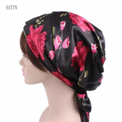 China Wholesale custom made euramerican popular malaysia euramerican muslim scarf malaysia design satin turban hijiab hat for sale