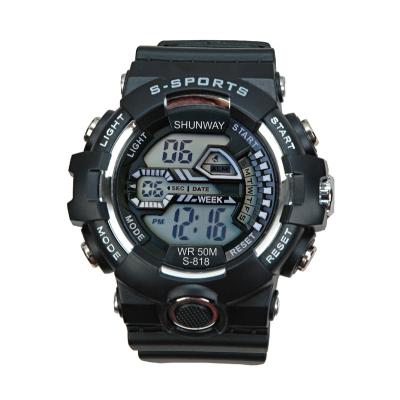 China Shunwany Alarm 818 Low Price Sports Watches Waterproof Round Mens Digital Wrist Watch for sale